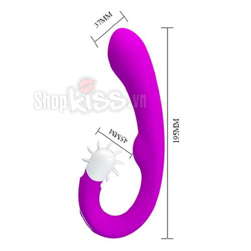 Kích thước chi tiết của máy rung liếm điểm G Prettylove Magic Tongue DC88K, phù hợp với cơ thể phụ nữ.