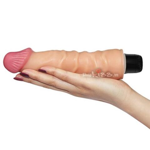 Cận cảnh thiết kế gân nổi và đầu khấc của dương vật silicon Lovetoy DV55N