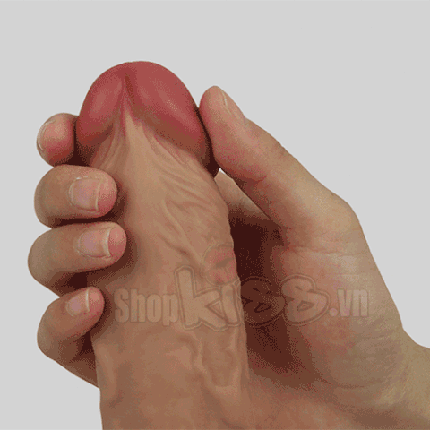 Ảnh động mô tả chi tiết dương vật có rung Nature Cock Leo DV58G giống thật