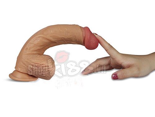 Ảnh chụp dương vật có rung Nature Cock Leo DV58G thể hiện độ dẻo dai, có thể bẻ cong