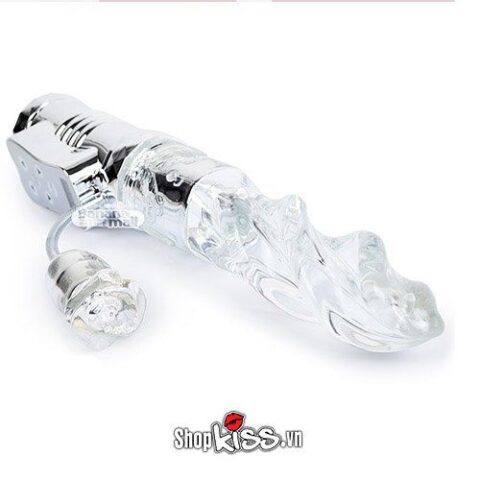 Cận cảnh chất liệu silicone y tế mềm mại trong suốt của đầu xoắn dương vật đa năng DV51