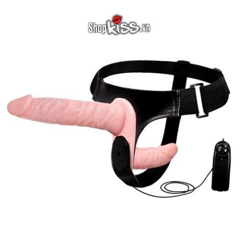 Hình ảnh tổng quan dương vật dây đeo 2 đầu có rung DC65R dành cho cặp đôi les