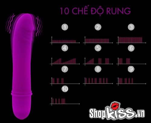 10 chế độ rung đa dạng của dương vật giả Prettylove BECH DV39
