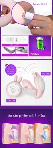 Cu giả gắn quần sịp điều khiển từ xa dạng tai thỏ DC38K sạc từ tính bằng usb