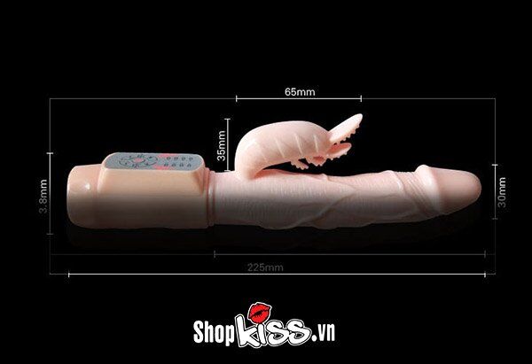 Kích thước thực tế của dương vật rung ngoáy DV13A với thước đo chiều dài và đường kính
