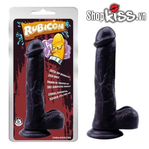 Hình ảnh cận cảnh dương vật silicon da đen DV54D với thiết kế gân guốc ấn tượng và đế hút chân không