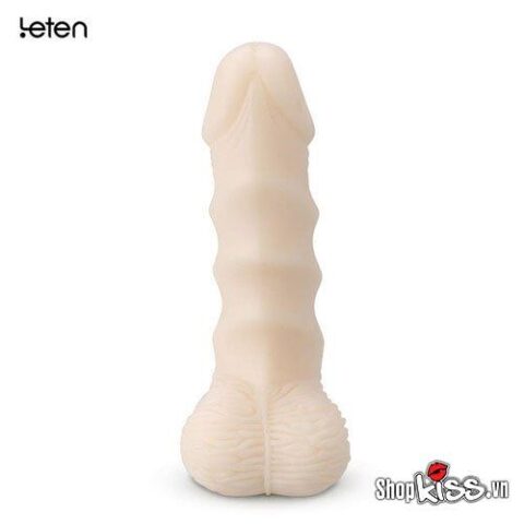 Hình ảnh tổng thể dương vật silicon gân xoắn DV63 màu da người với phần đế hút chân không