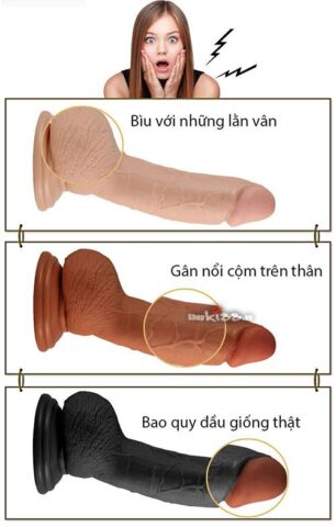 Cận cảnh bề mặt silicon vân nổi chân thực của dương vật giả Real Extreme DV59A