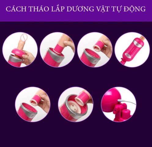 Ảnh minh họa thao tác tháo lắp dương vật silicon dễ dàng để vệ sinh