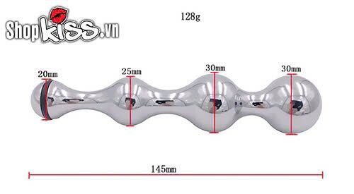 Thông số kích thước chi tiết của chuỗi bi hậu môn kim loại Anal Plug Beads HM78K