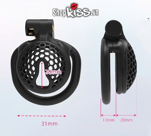 Kích thước chi tiết của khóa dương vật BDSM dạng tổ ong BZ12Q phù hợp nhiều người dùng
