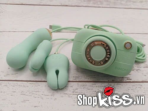 Bộ sản phẩm máy rung hút massage Svakom Alberta DC90ZX đầy đủ phụ kiện