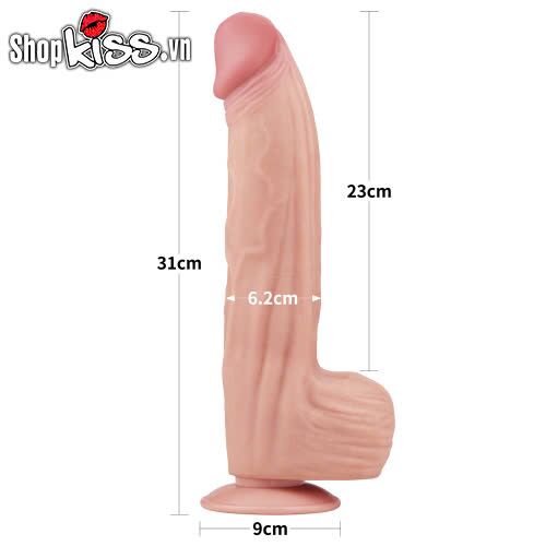 Kích thước chi tiết của dương vật giả Lovetoy Sliding Skin Dong DV86B cỡ lớn