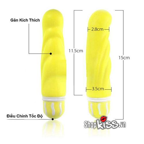 Kích thước thực tế của dương vật giả Cupid rung 7 chế độ được đo bằng thước kẻ