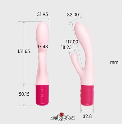 Bản vẽ chi tiết kích thước của Dụng cụ kích thích điểm G Durex Play Soft Dual Head MS25M