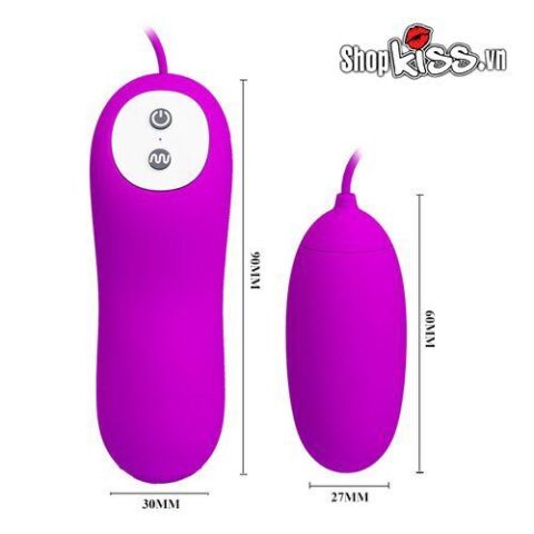 Sơ đồ kích thước chi tiết của trứng rung Prettylove Eunice EG31B và bộ điều khiển.