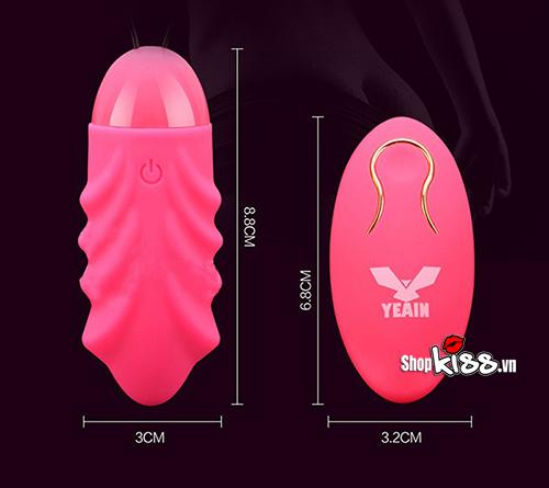 Kích thước chi tiết của trứng rung Yeain Sakura EG06A và bộ điều khiển từ xa