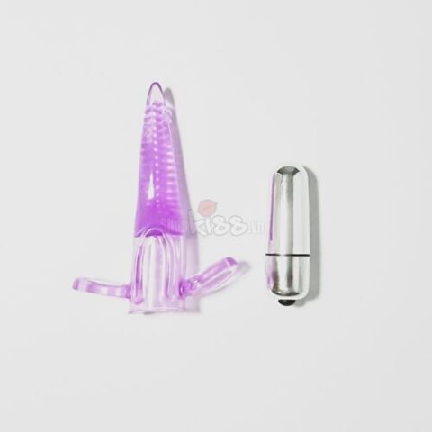 Cận cảnh lưỡi rung mini đeo ngón tay DC22S với nhiều sợi gai silicon siêu mềm mịn trên bề mặt