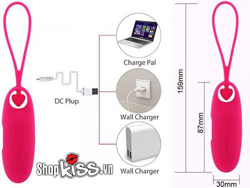 Cận cảnh cổng sạc và cách sạc pin cho trứng rung Aphojoy JOY1