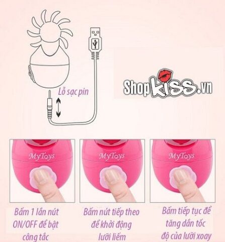 Hướng dẫn vị trí nút điều khiển trên thân máy liếm âm vật Kiss MyToys DC23F