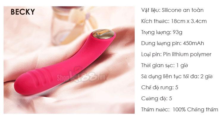 Thông tin chi tiết về kích thước chất liệu và tính năng của máy massage điểm G Svakom Becky DC90G chính hãng