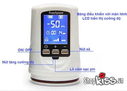 Màn hình LCD, nút điều chỉnh và cổng sạc của Máy tập DC69N