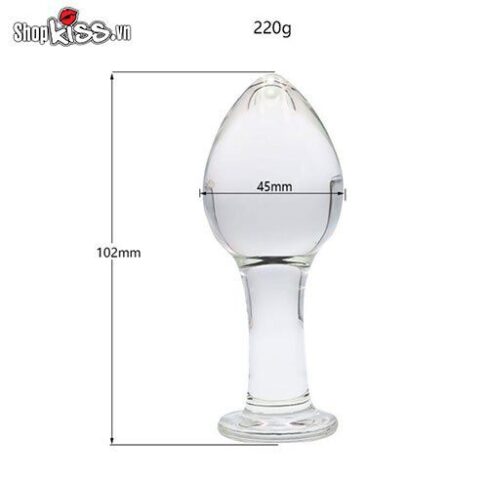 Phích cắm hậu môn bằng thủy tinh trong suốt HM05J với đường kính 45mm phù hợp nhiều người dùng