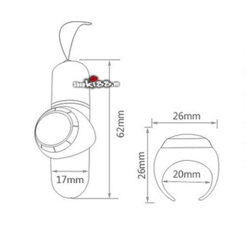 Kích thước chi tiết của trứng rung và nhẫn điều khiển từ xa quần lót MS32N