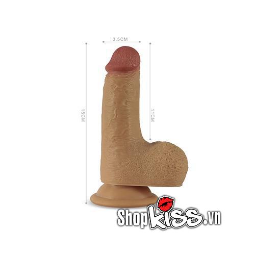 Bản vẽ chi tiết kích thước dương vật giả silicon DV58D chính hãng Lovetoy, thể hiện chiều dài và đường kính