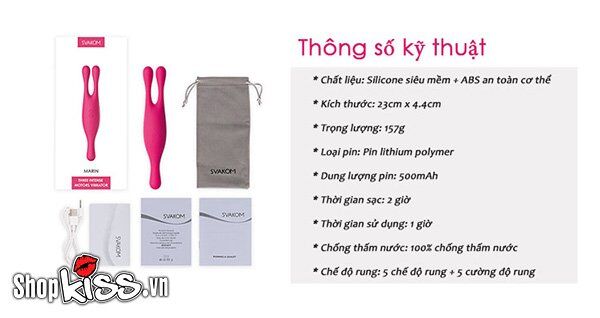 Thông số kỹ thuật chi tiết của máy rung 3 đầu Svakom Marin DC90X