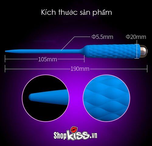 Kích thước chi tiết thanh rung lỗ tiểu silicon DC11