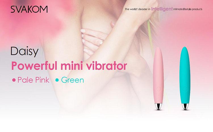 Thanh rung mini nhỏ xinh Svakom Daisy DC90A gồm 2 màu xanh lá và hồng