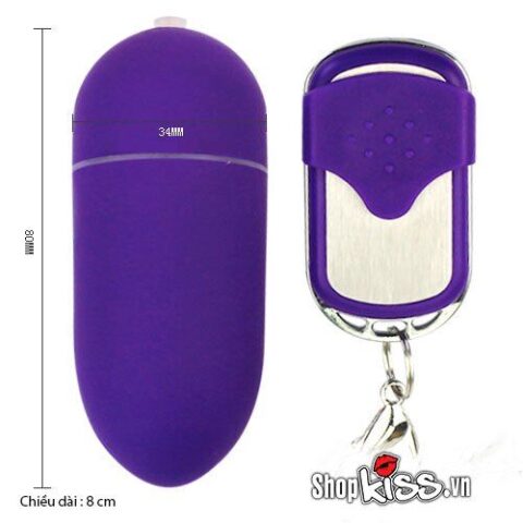 Cận cảnh trứng rung tình yêu DC24 màu tím và bộ điều khiển từ xa