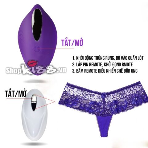 Bộ sản phẩm quần lót rung QL07 gồm trứng rung mai rùa và điều khiển từ xa không dây