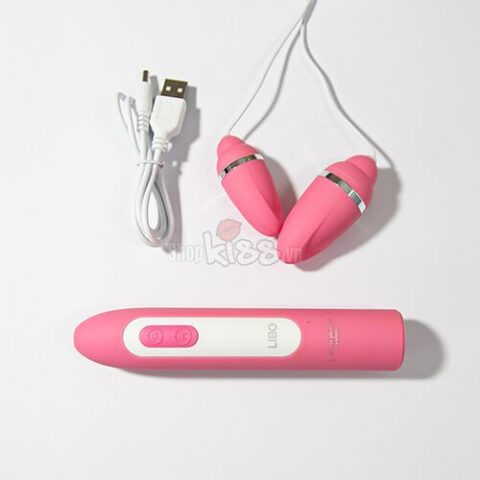 Trứng rung hai đầu cao cấp Libo EG36 màu hồng nữ tính đặt trên nền trắng