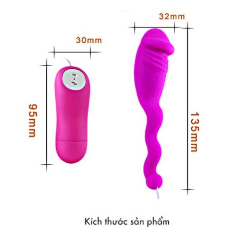 Kích thước chi tiết của Trứng rung Jumping Snake EG14 và bộ điều khiển từ xa
