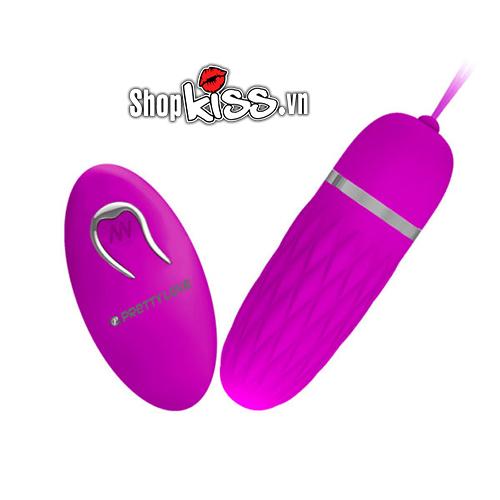 Trứng rung Prettylove Dawn EG30A màu hồng tím với bộ điều khiển từ xa nhỏ gọn