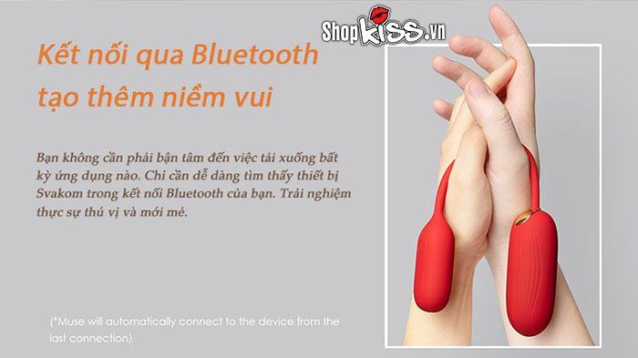 Biểu tượng kết nối Bluetooth minh họa khả năng liên kết thông minh của Svakom MUSE