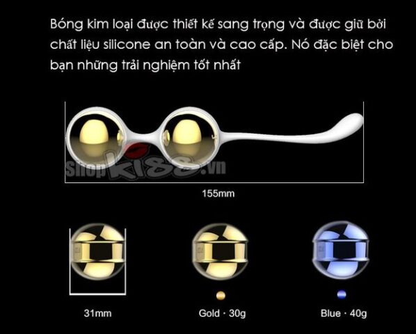 Kích thước chi tiết của bộ bóng tập se khít âm đạo Nalone Yany DC55