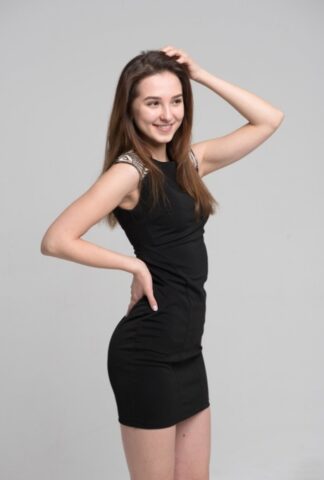 60390270_003_09f0 European sweetie Milana removes her black dress to show her amazing figure