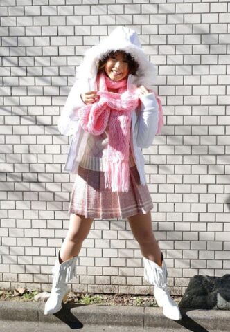 61727821_003_e0f5 Japanese MILF Mai Haruna undoes her winter coat while wearing a bra and thong