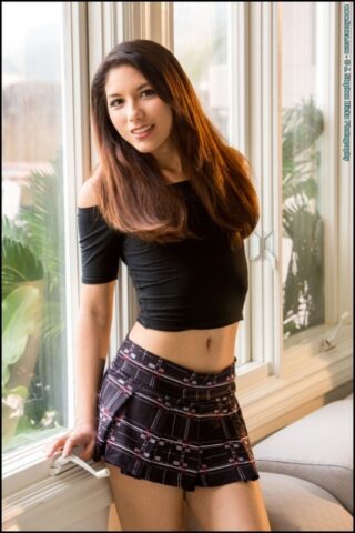 12461978_001_3d9e Asian model Melody Wylde gets completely naked afore a window