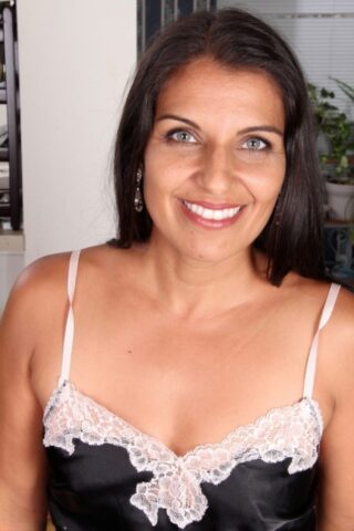 34571515_014_0b54 Latina MILF Saffron LeBlanc strips off her nightgown & spreads her pussy lips